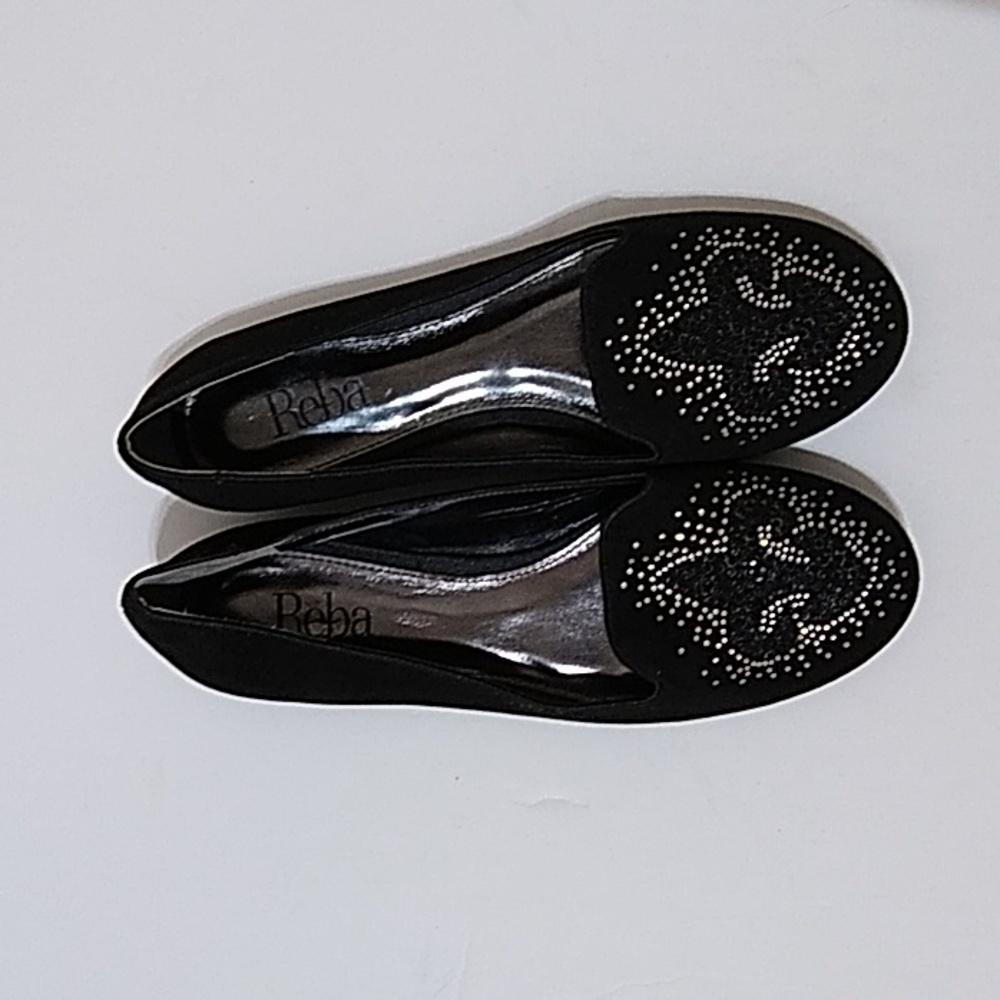 Reba Black Rhinestone Flats - Picture 2 of 5